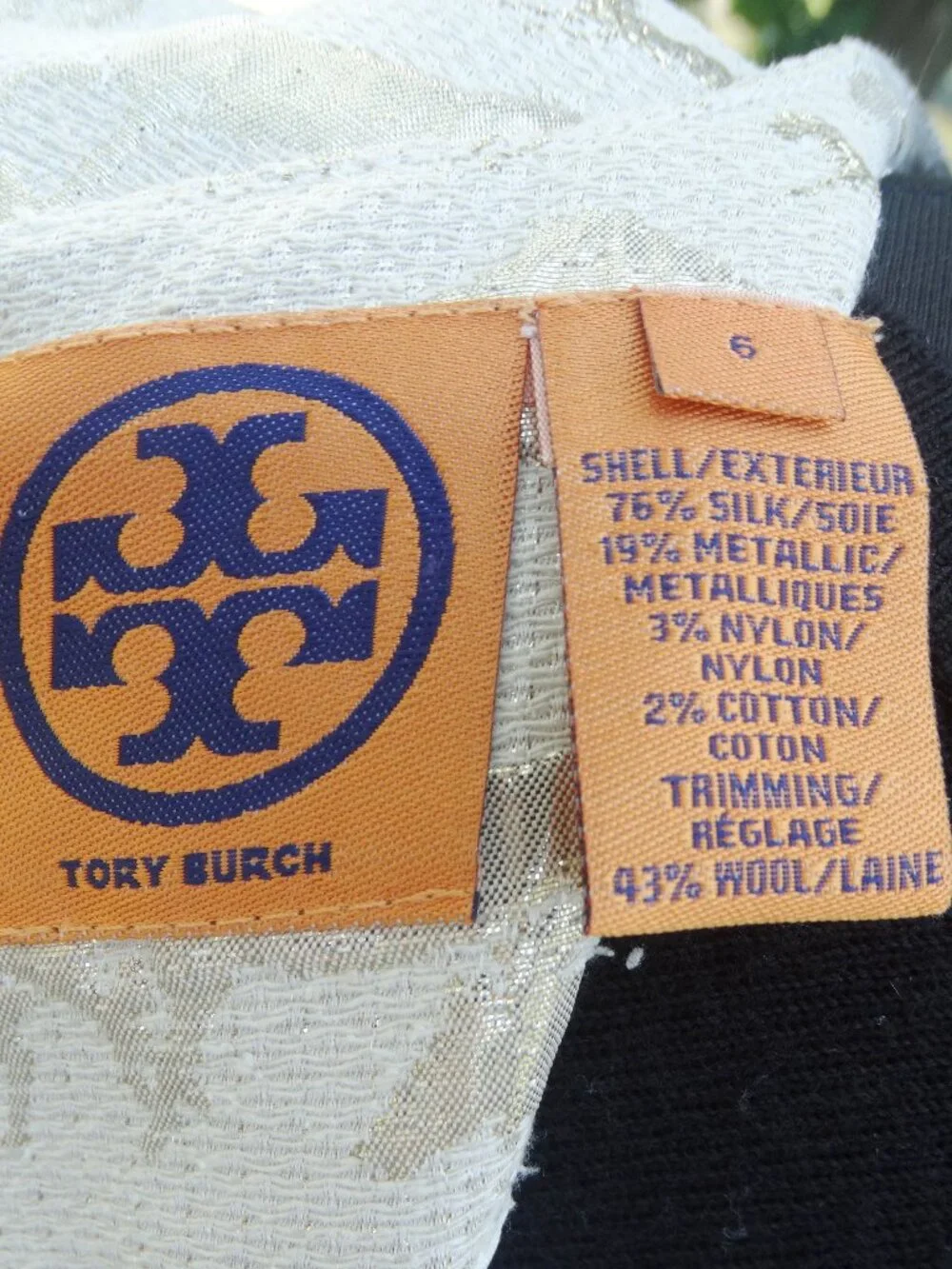 TORY BURCH Size 6 Pencil Dress, HORSES, gold metallic jacquard, silk blend